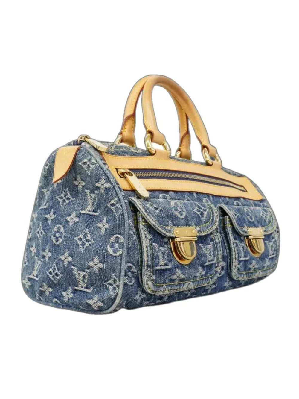 ★SOLD★ Louis Vuitton Handbag Monogram Denim Neo Speedy Blue - Picture 2 of 10